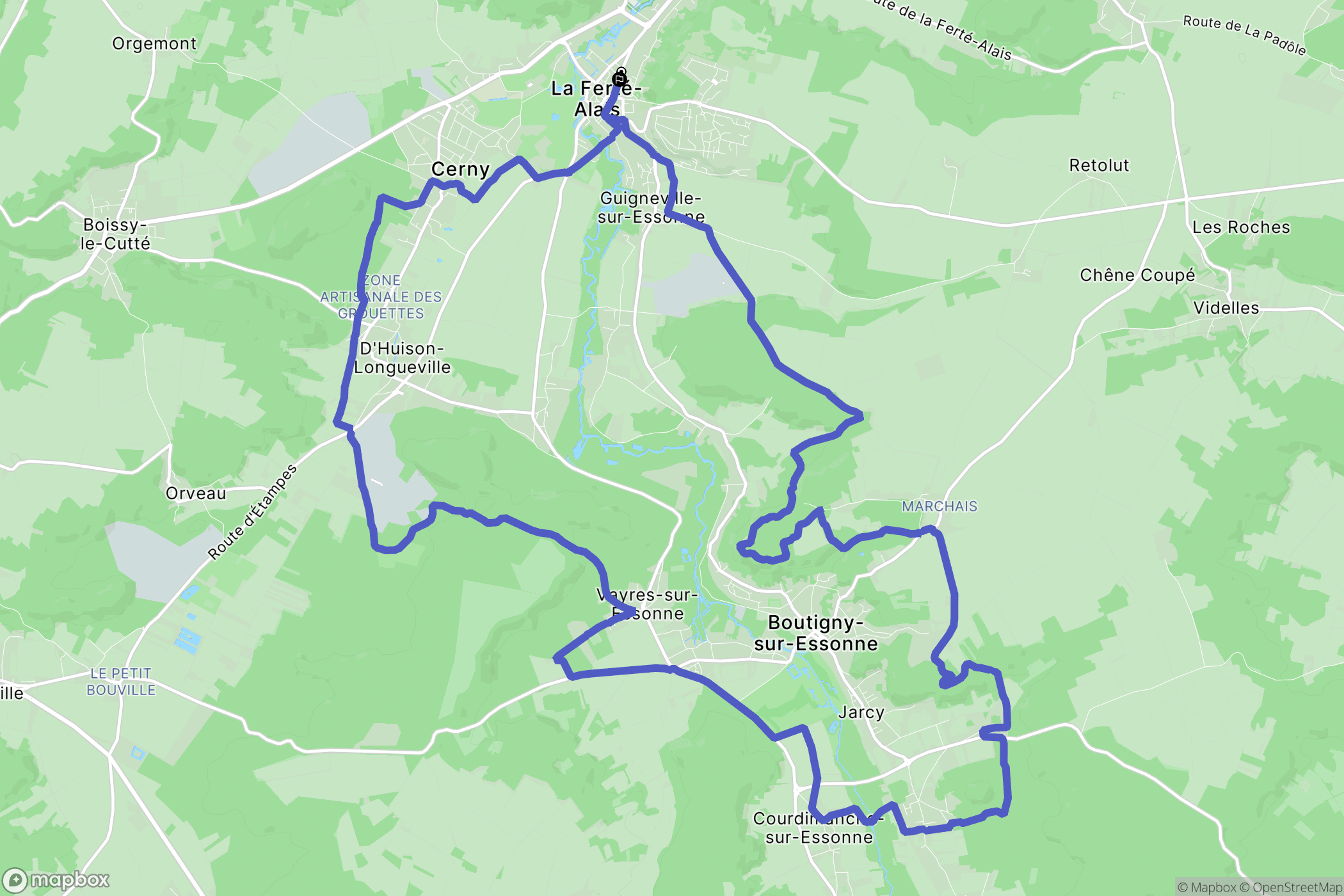 La Ferté-Alais : carte du parcours de randonnée - France