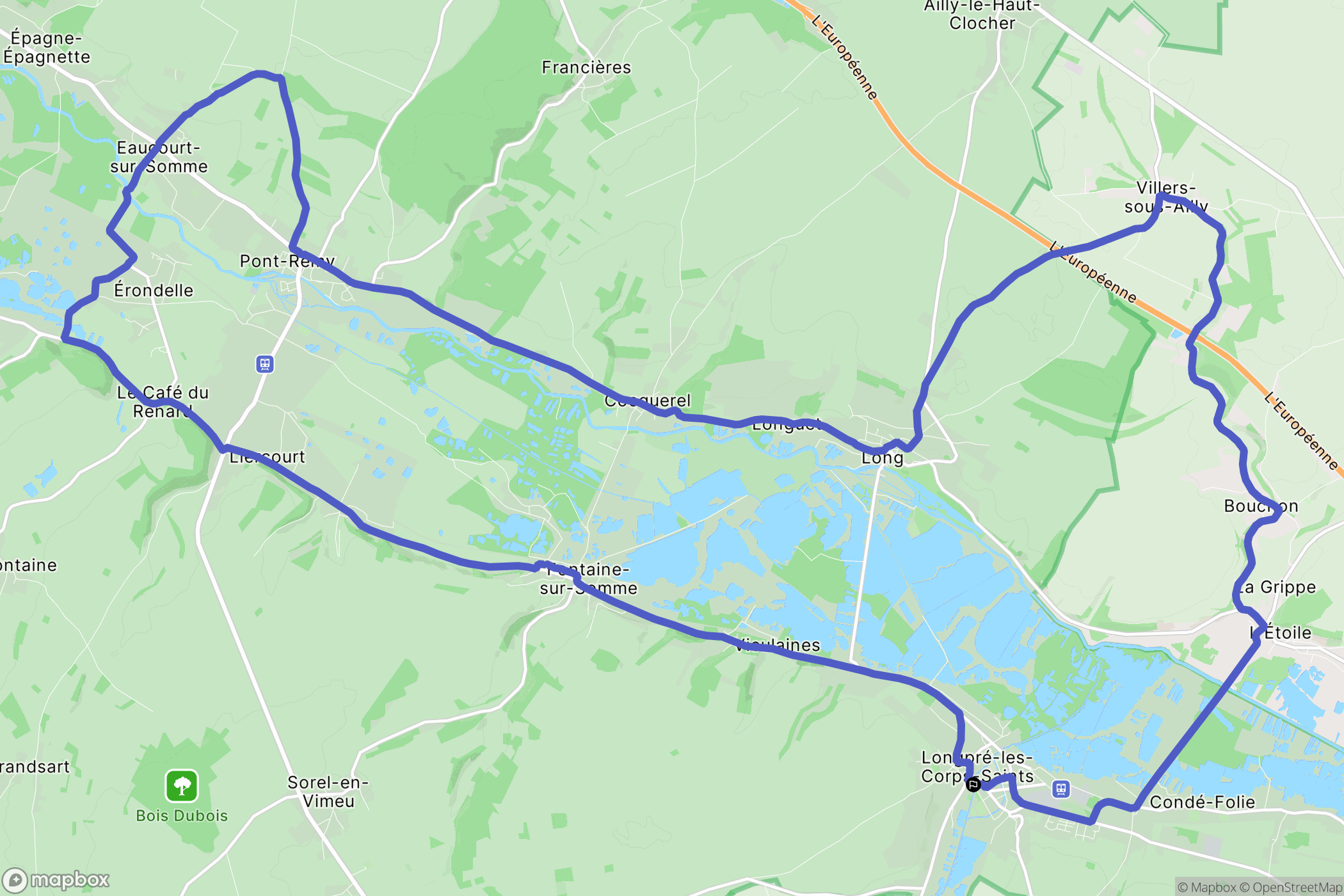 Longpré-les-Corps-Saints : carte du parcours de randonnée - France