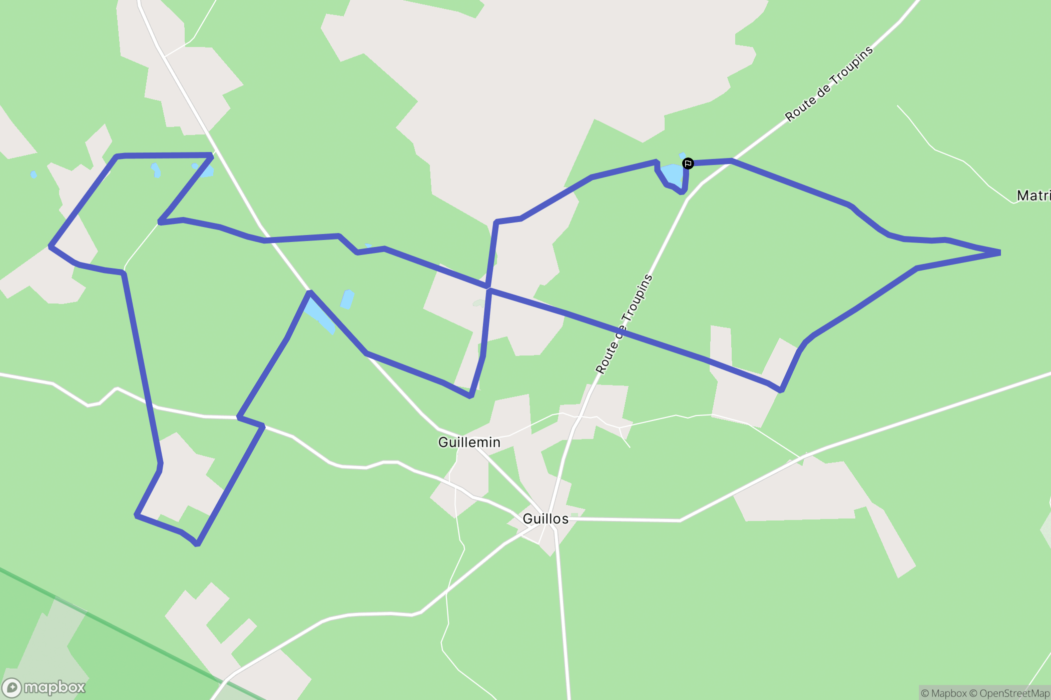 Guillos : carte du parcours de randonnée - France