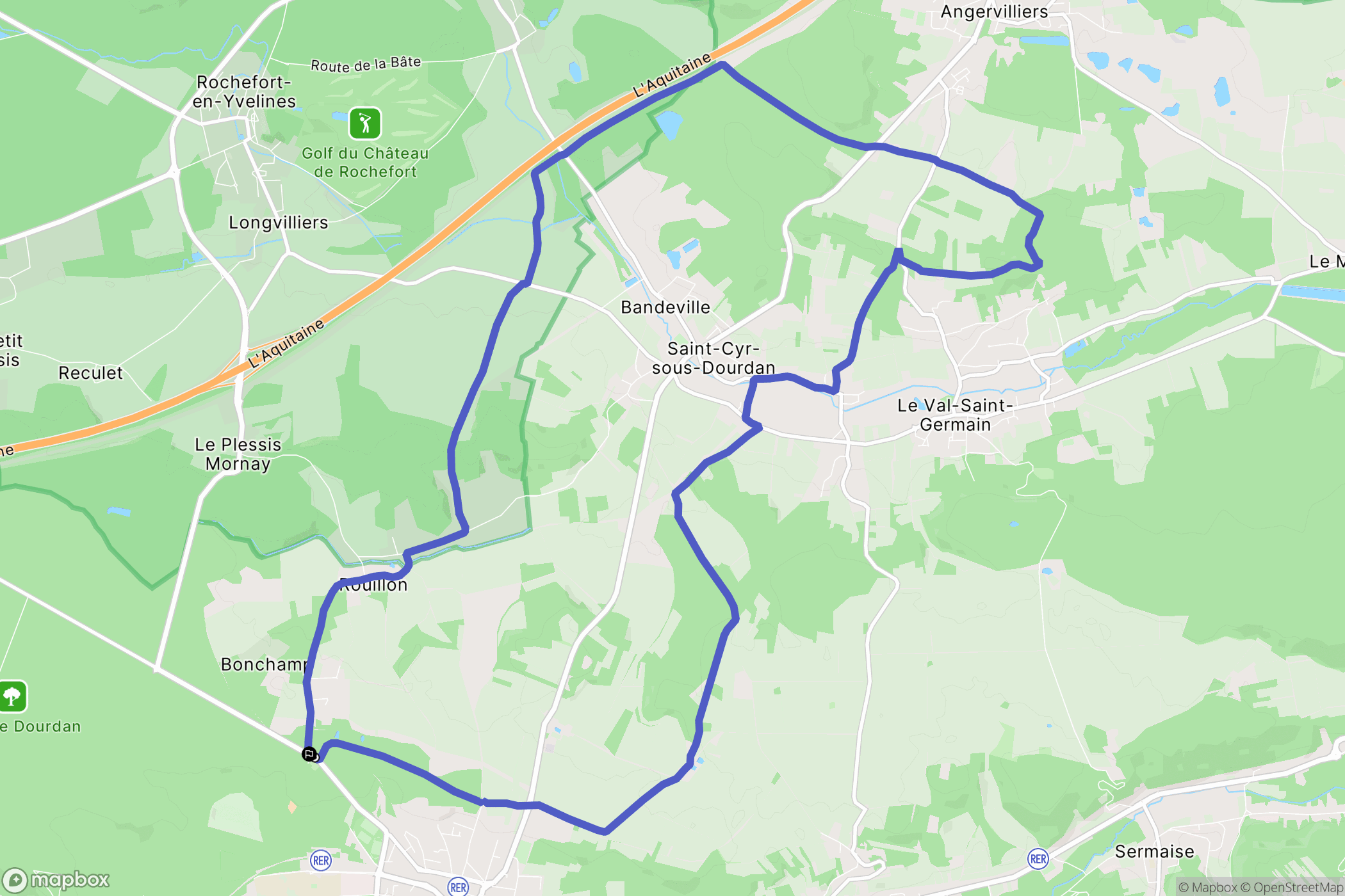 Dourdan : carte du parcours de randonnée - France