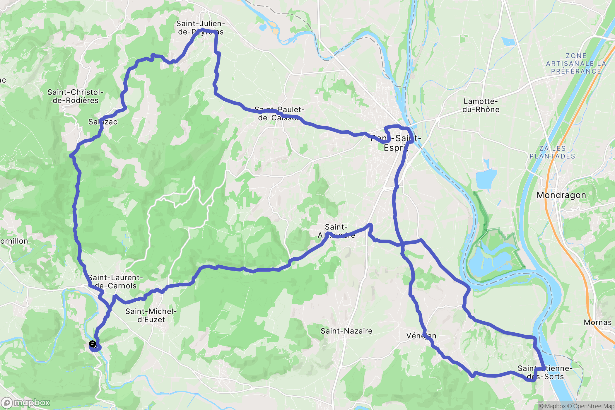 La Roque-sur-Cèze : carte du parcours de randonnée - France