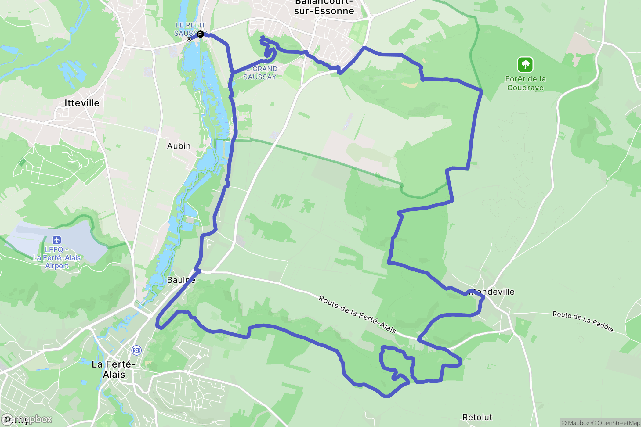 Itteville : carte du parcours de randonnée - France