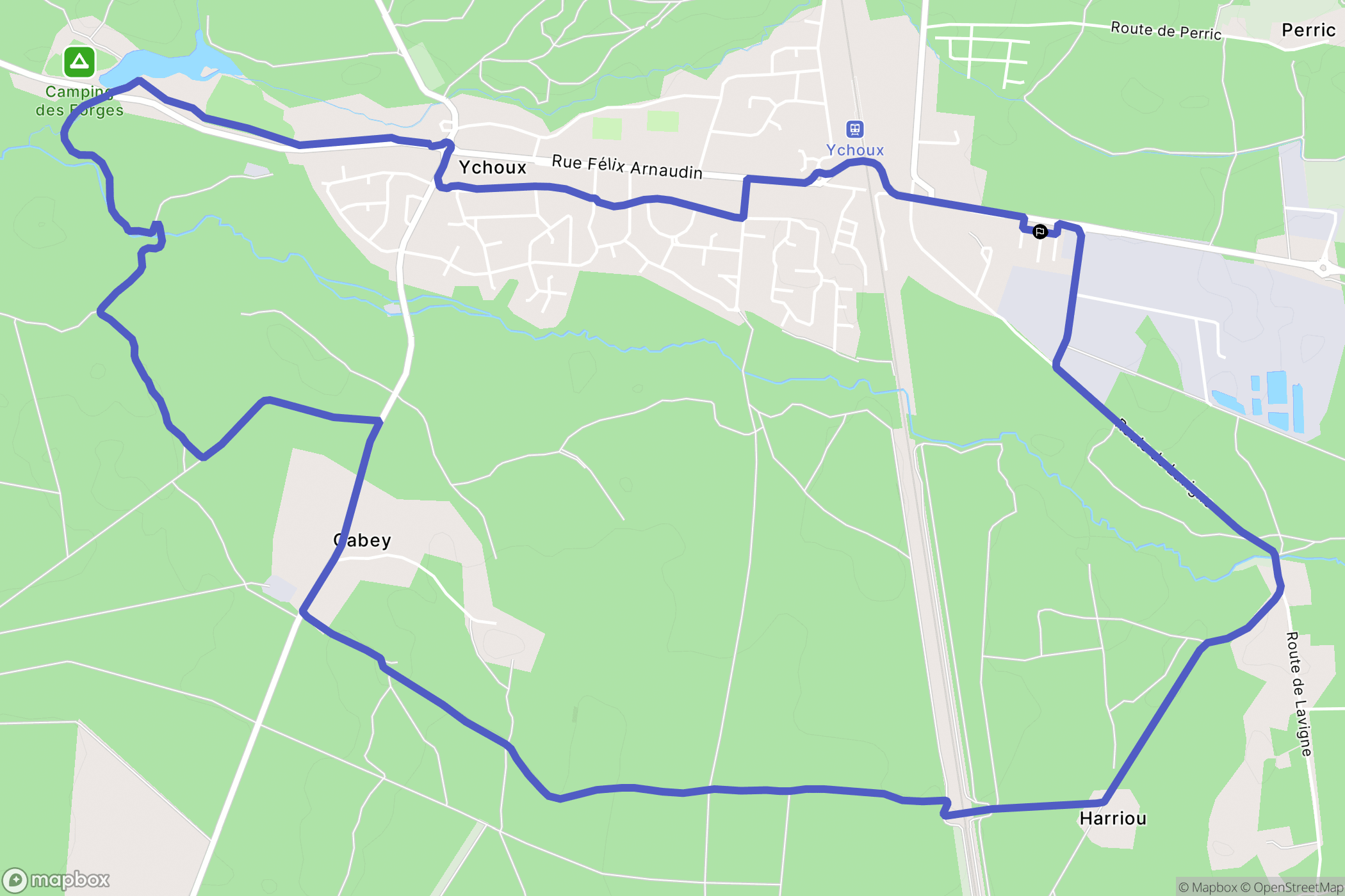 Ychoux : carte du parcours de randonnée - France