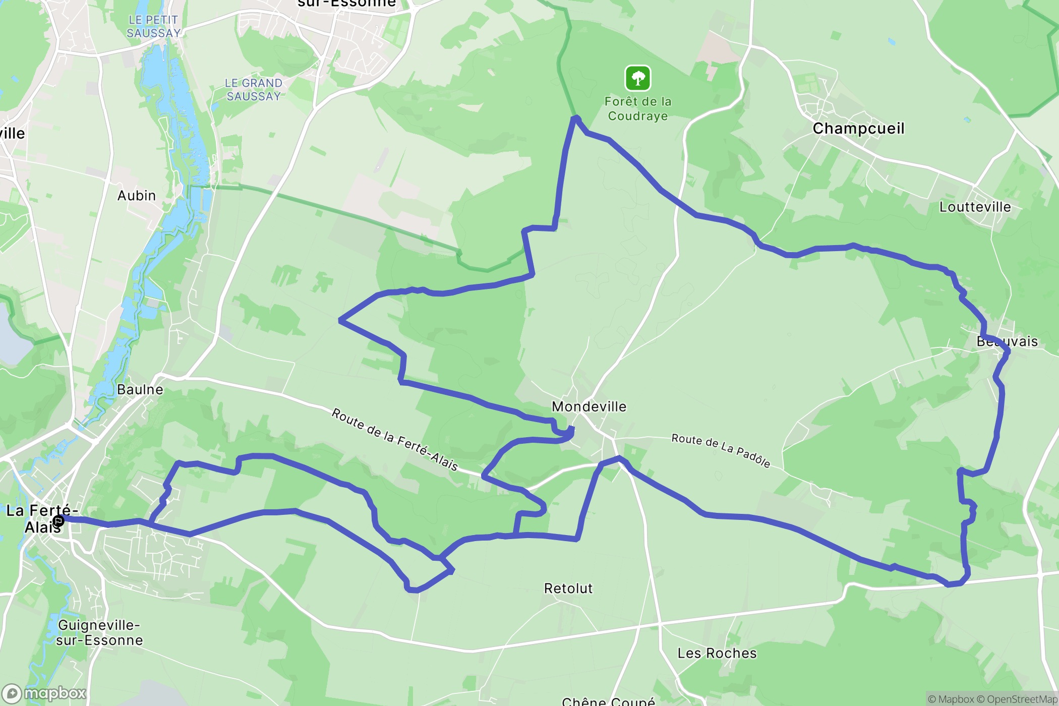 La Ferté-Alais : carte du parcours de randonnée - France