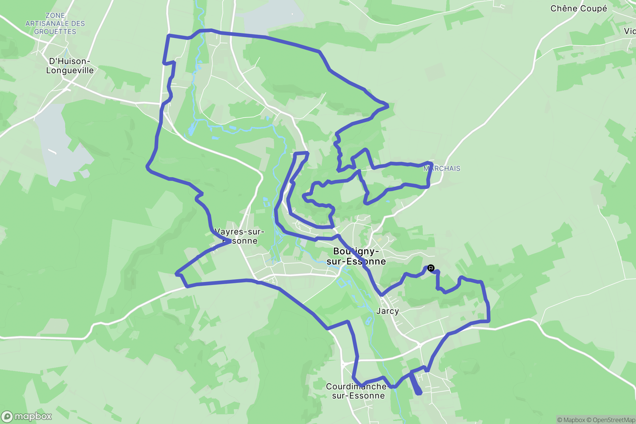 Boutigny-sur-Essonne : carte du parcours de randonnée - France