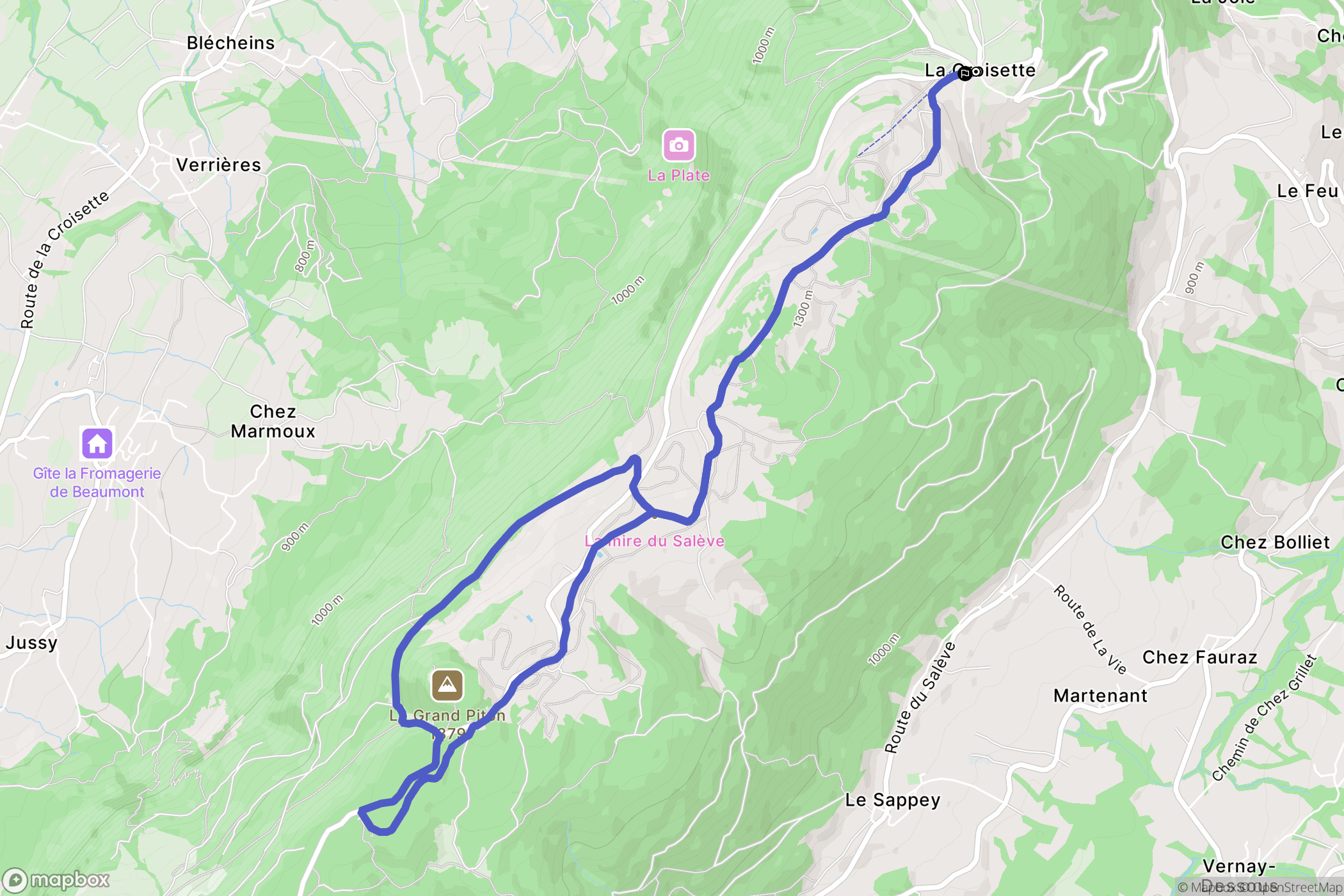 Collonges-sous-Salève : carte du parcours de randonnée - France
