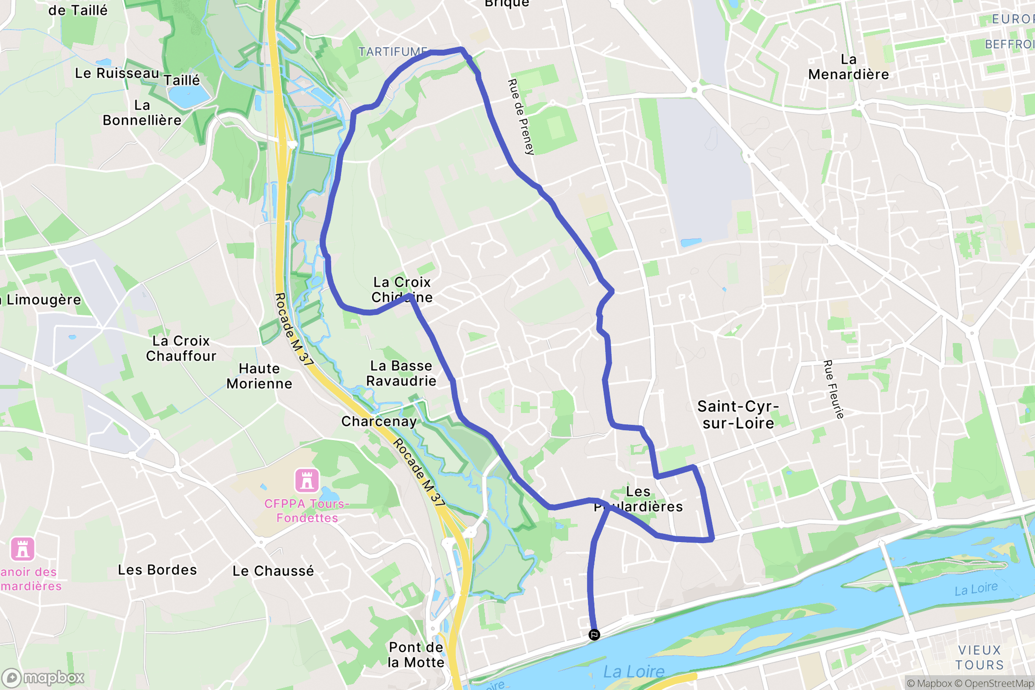 Saint-Cyr-sur-Loire : carte du parcours de randonnée - France