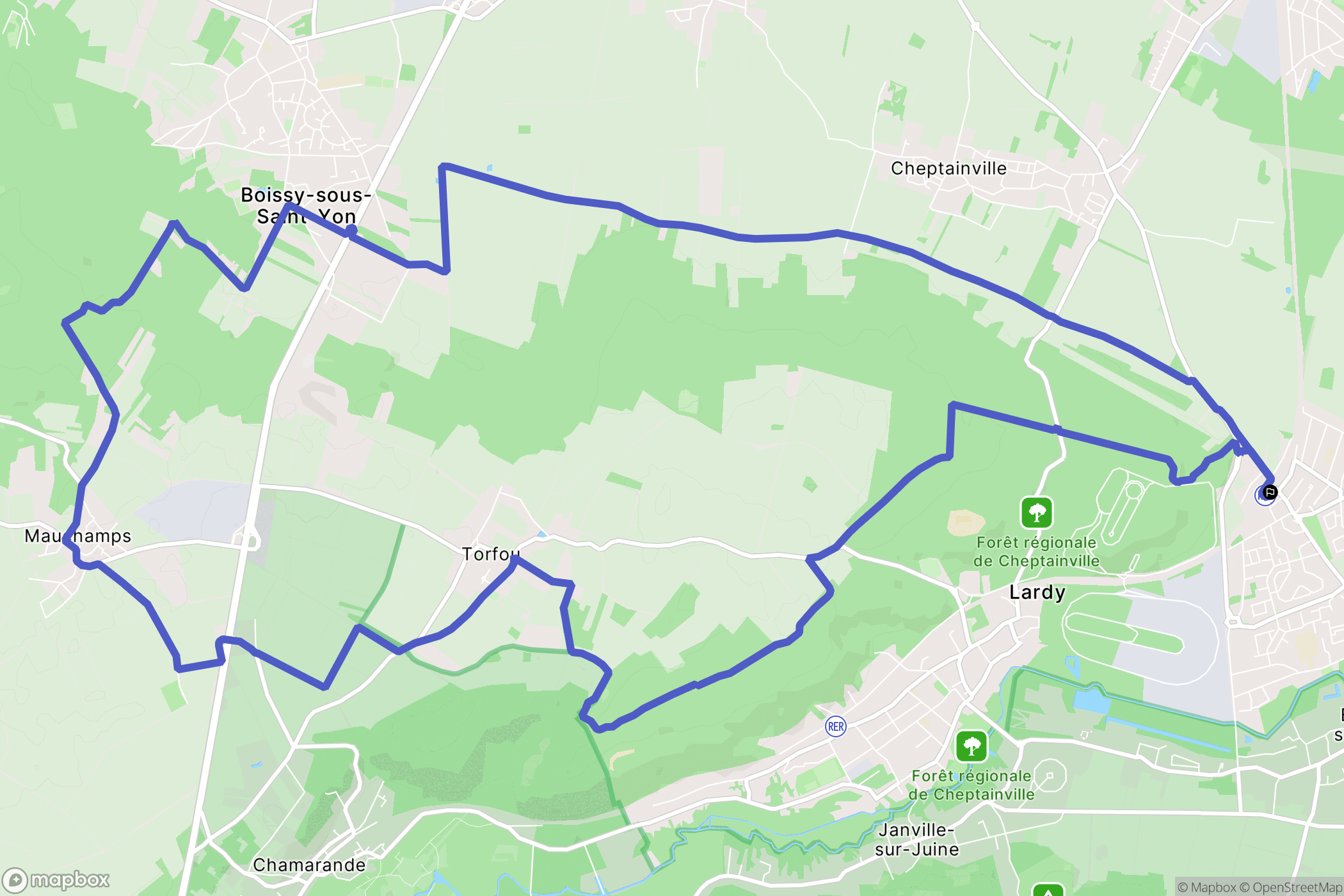 Lardy : carte du parcours de randonnée - France