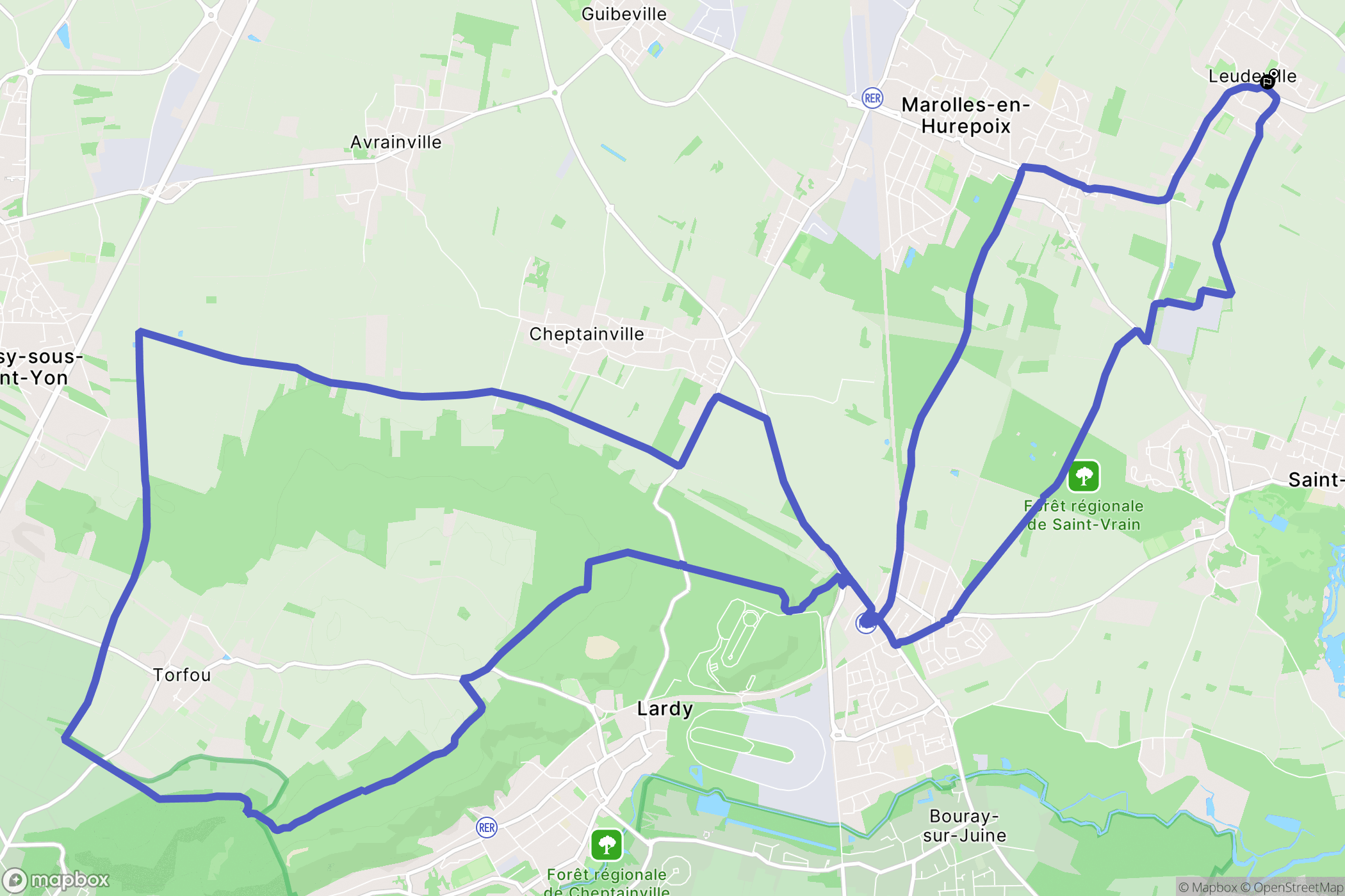 Leudeville : carte du parcours de randonnée - France