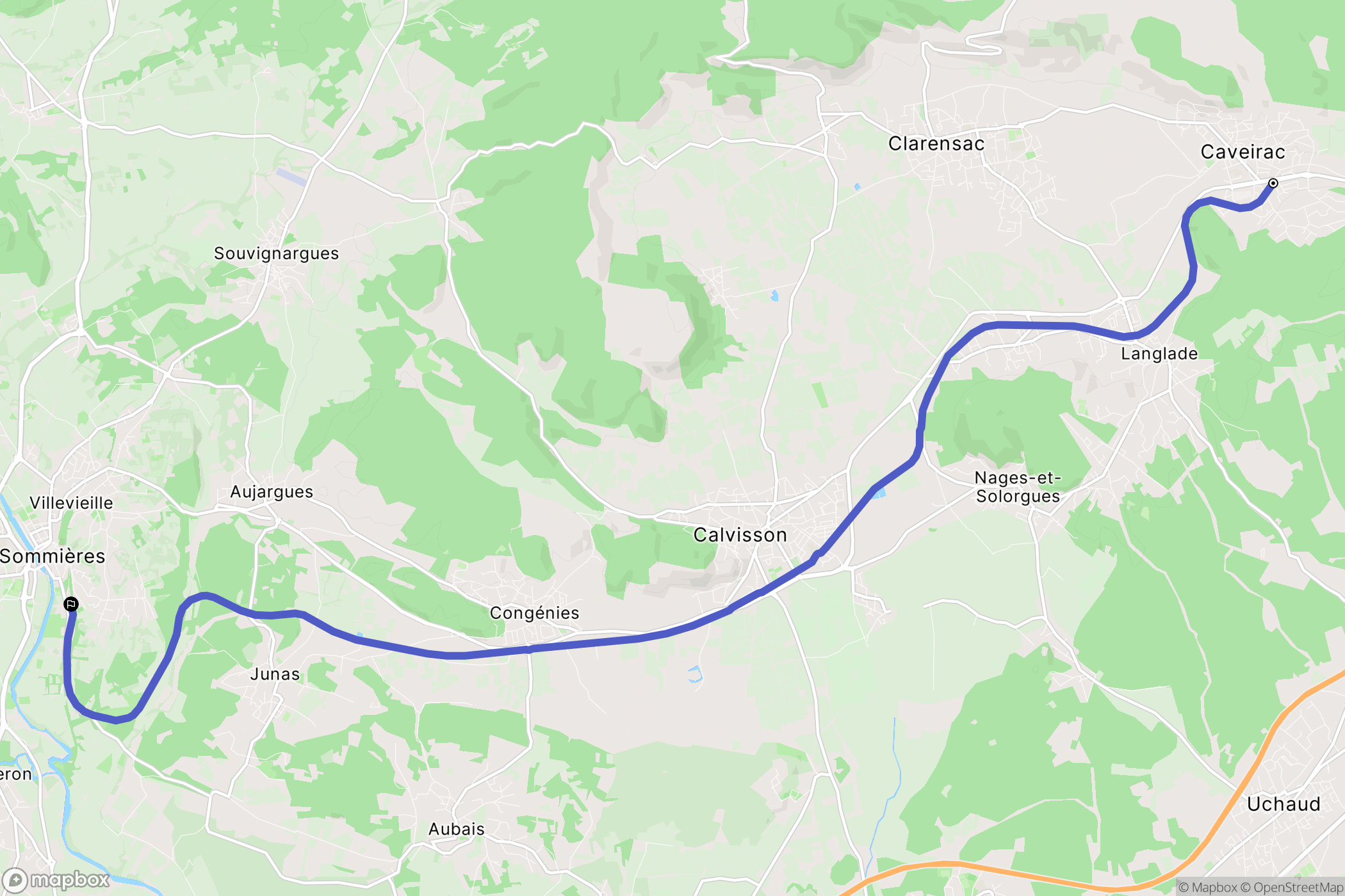 Caveirac : carte du parcours de randonnée - France