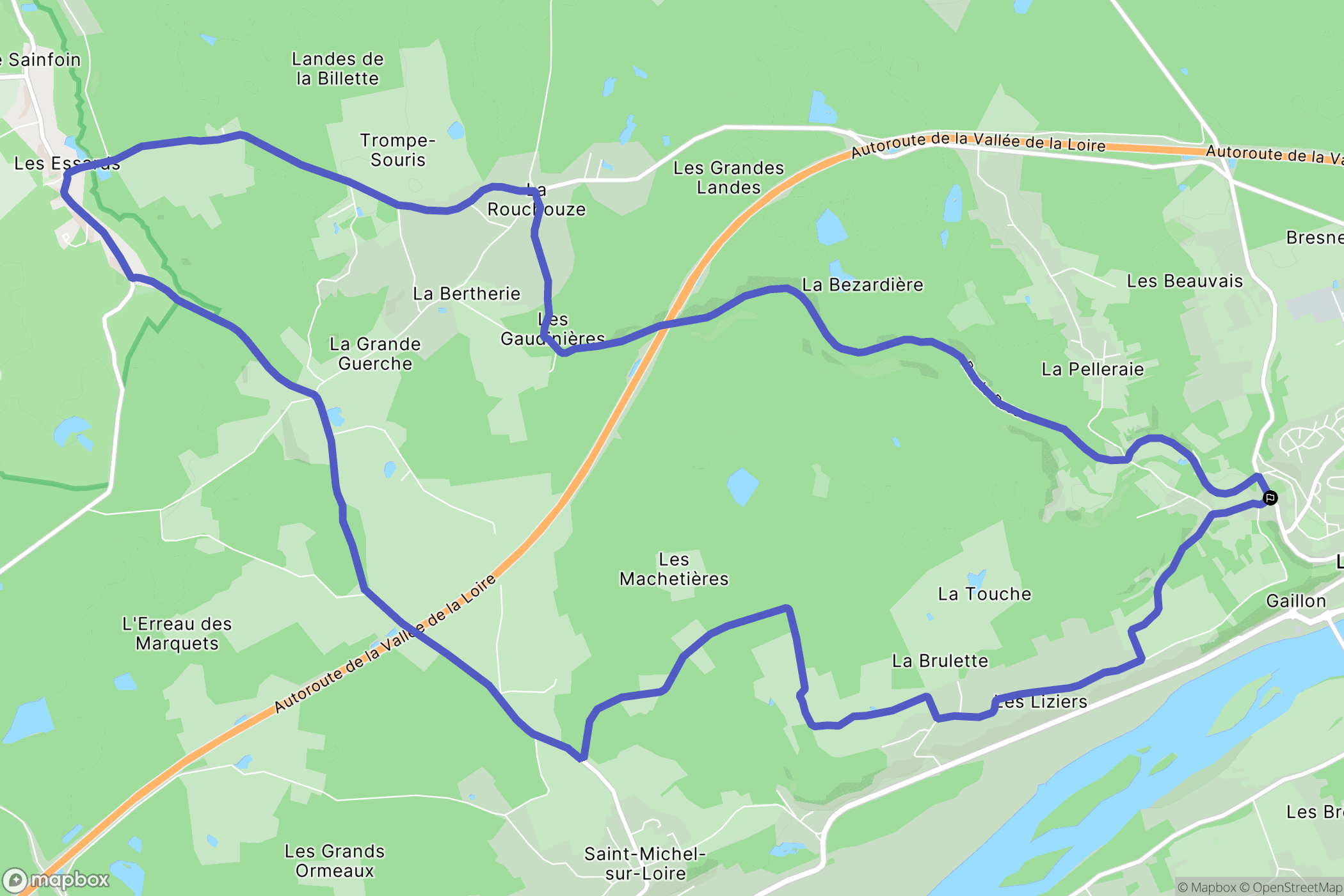 Langeais : carte du parcours de randonnée - France