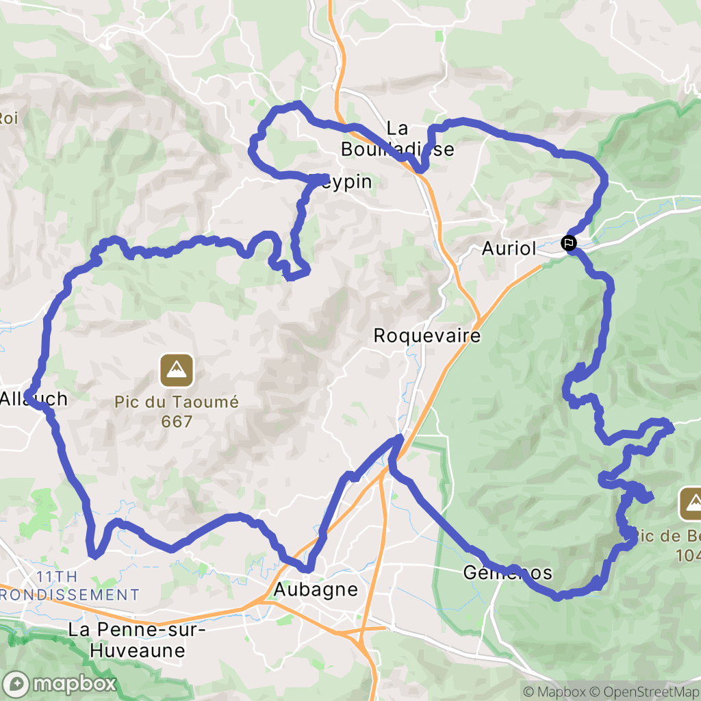 Auriol : carte du parcours de randonnée - France