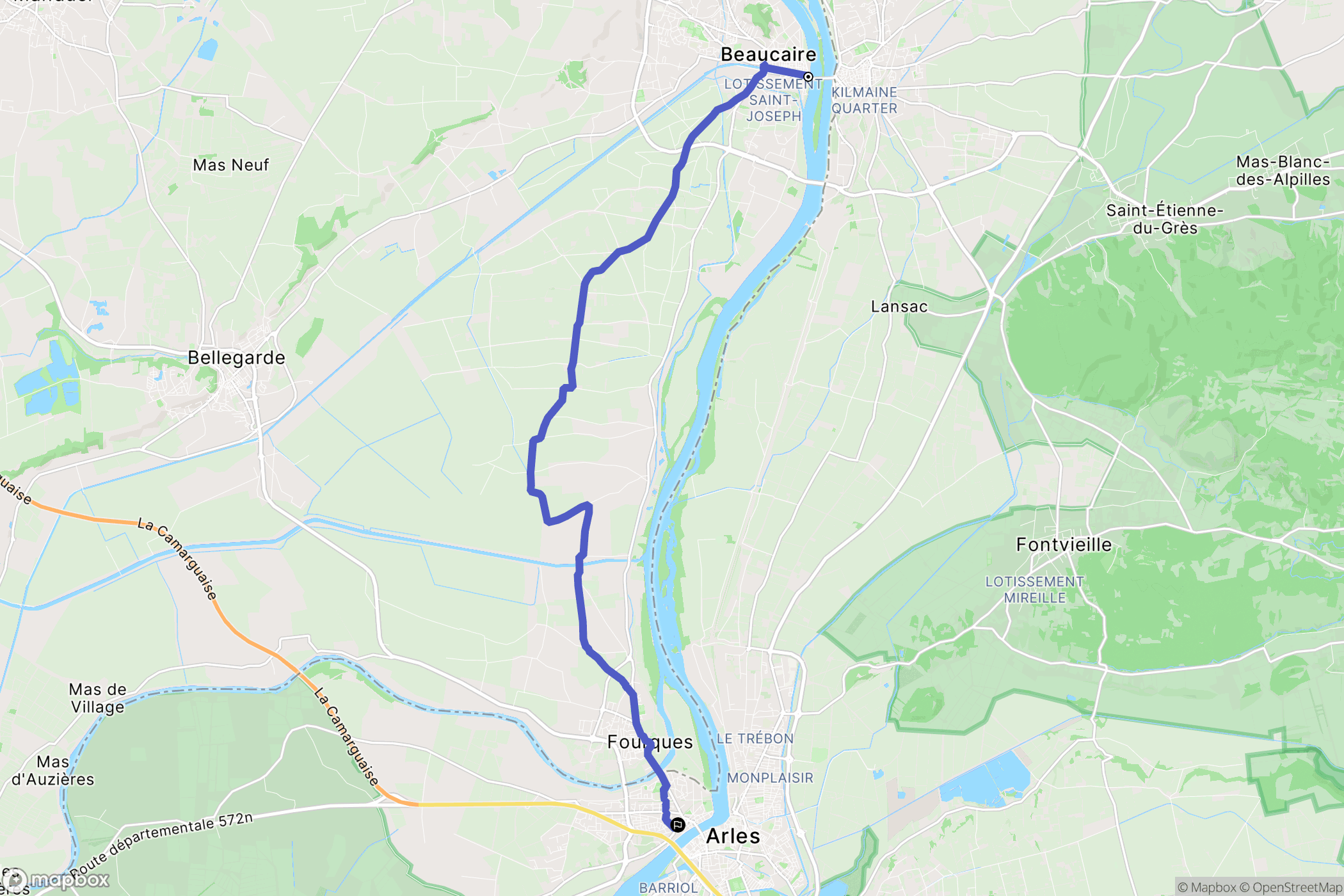 Beaucaire : carte du parcours de randonnée - France