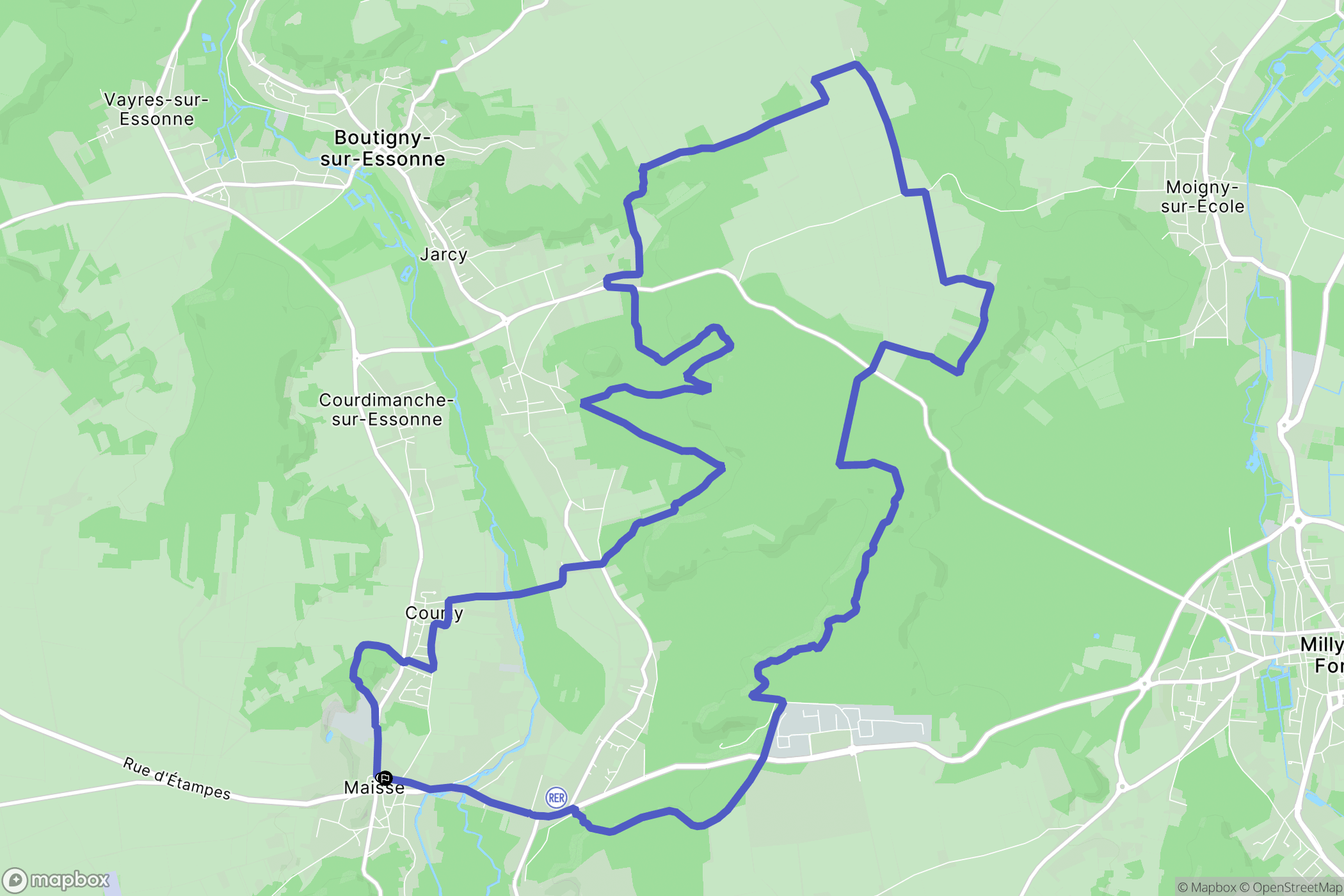 Maisse : carte du parcours de randonnée - France