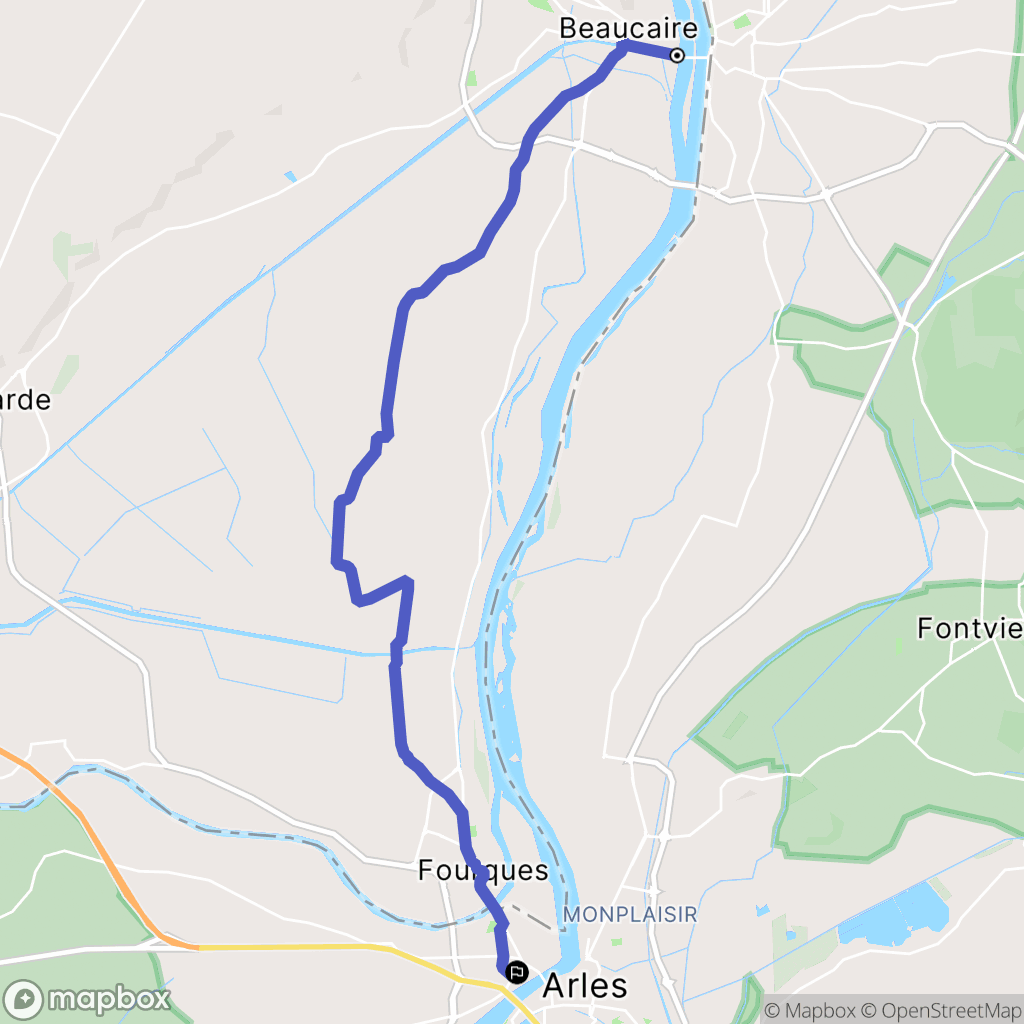 Beaucaire : carte du parcours de randonnée - France