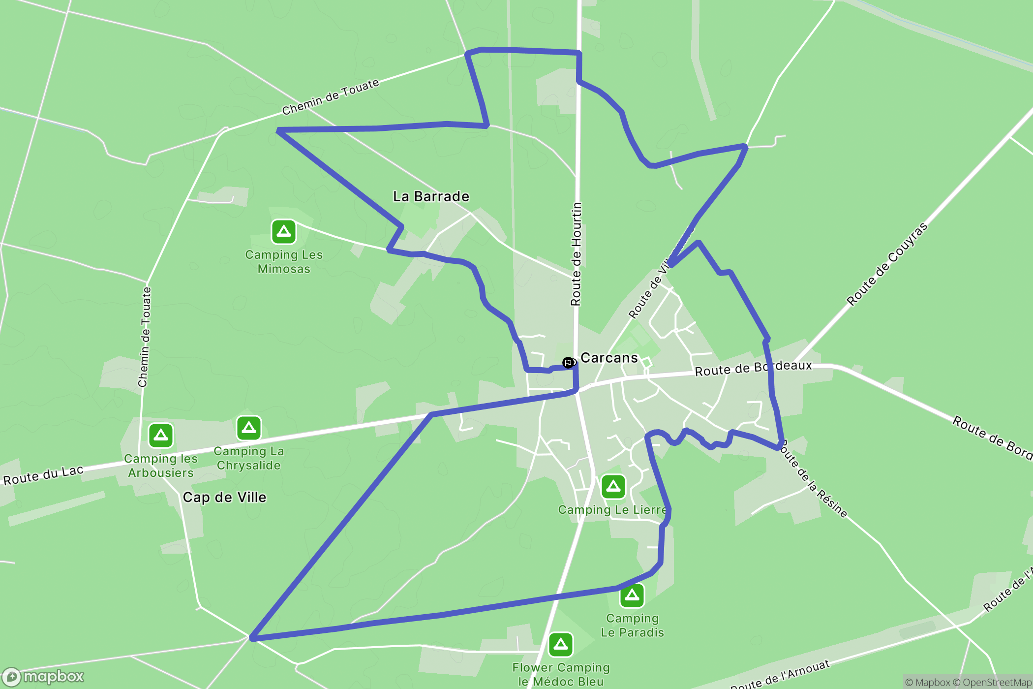 Carcans : carte du parcours de randonnée - France