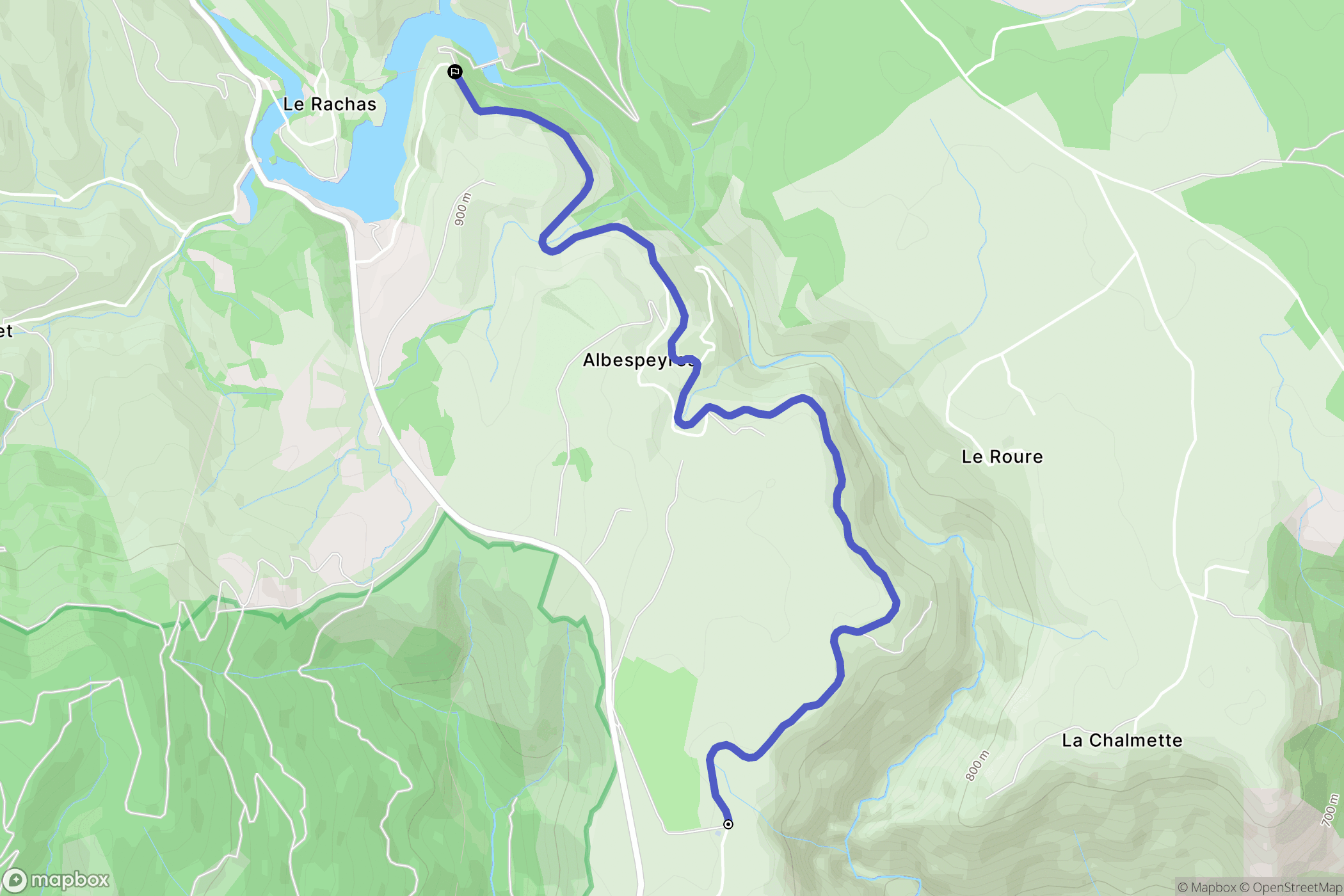 Prévenchères : carte du parcours de randonnée - France