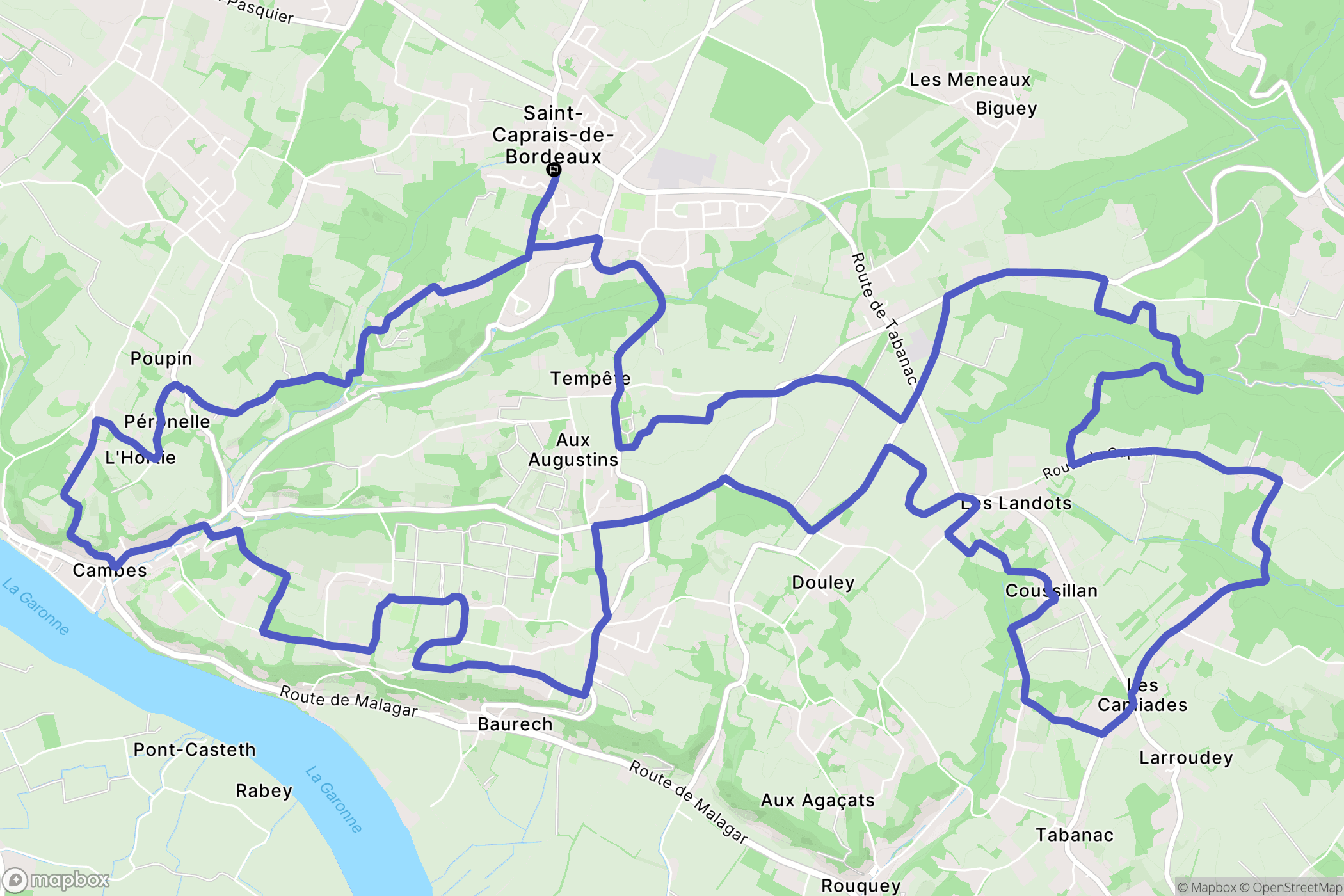 Saint-Caprais-de-Bordeaux : carte du parcours de randonnée - France