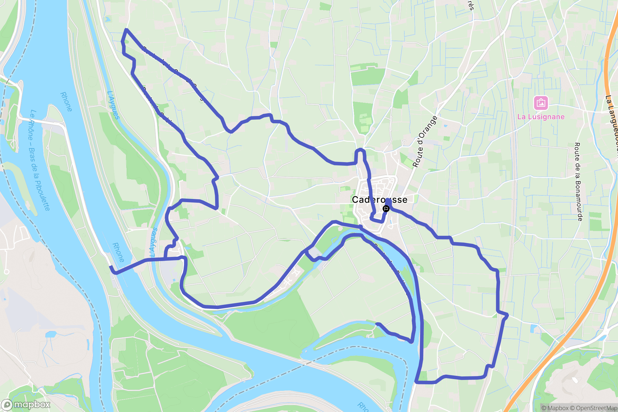 Caderousse : carte du parcours de randonnée - France