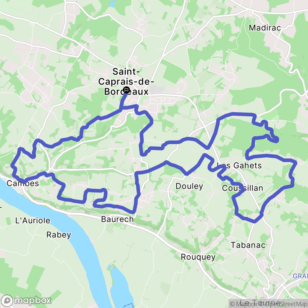 Saint-Caprais-de-Bordeaux : carte du parcours de randonnée - France