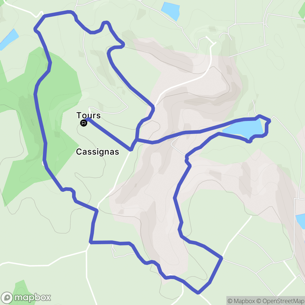 Cassignas : carte du parcours de randonnée - France