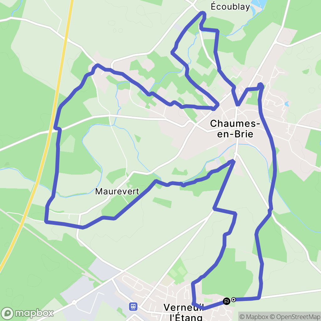 Verneuil-l'Étang : carte du parcours de randonnée - France