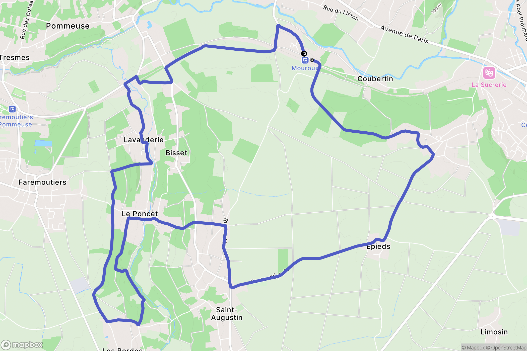 Mouroux : carte du parcours de randonnée - France