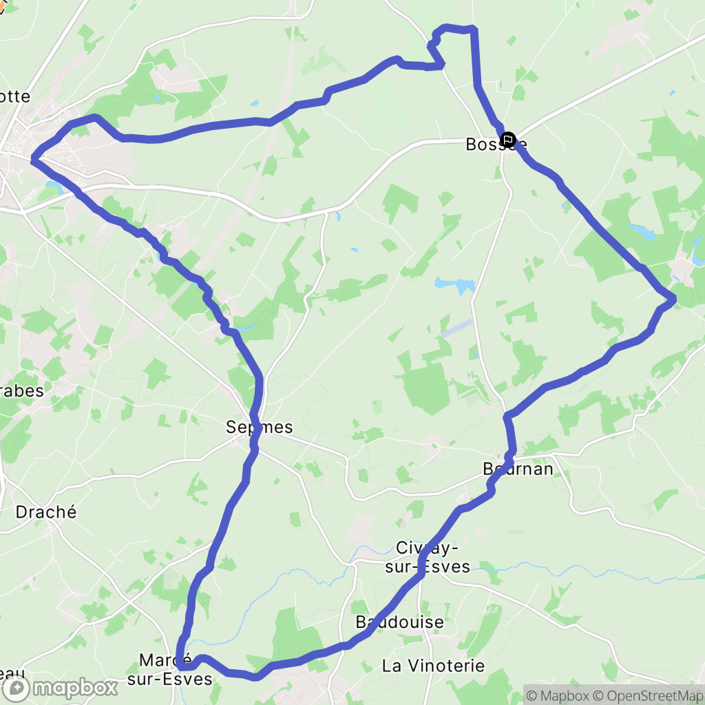 Bossée : carte du parcours de randonnée - France