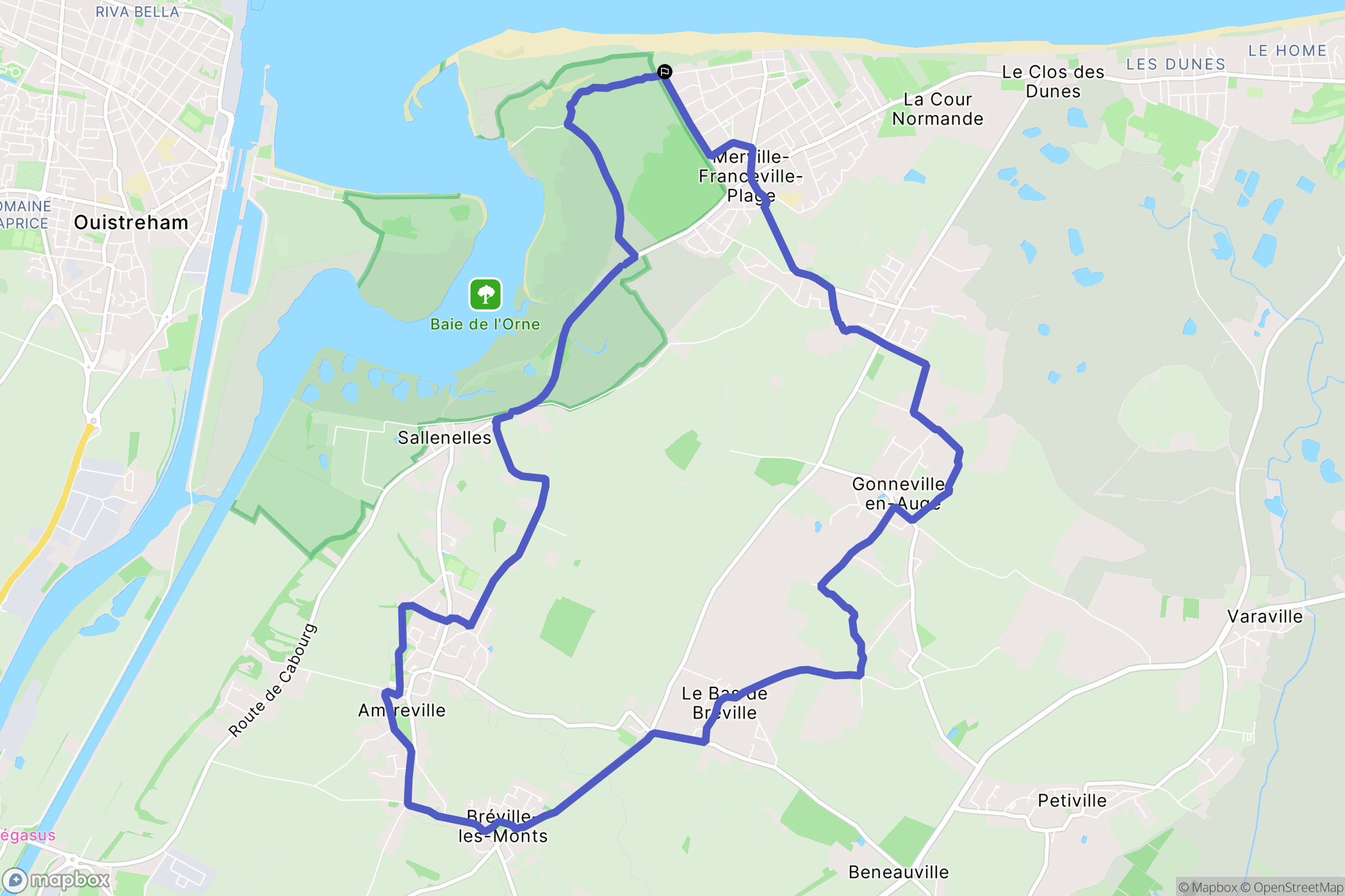 Merville-Franceville-Plage : carte du parcours de randonnée - France
