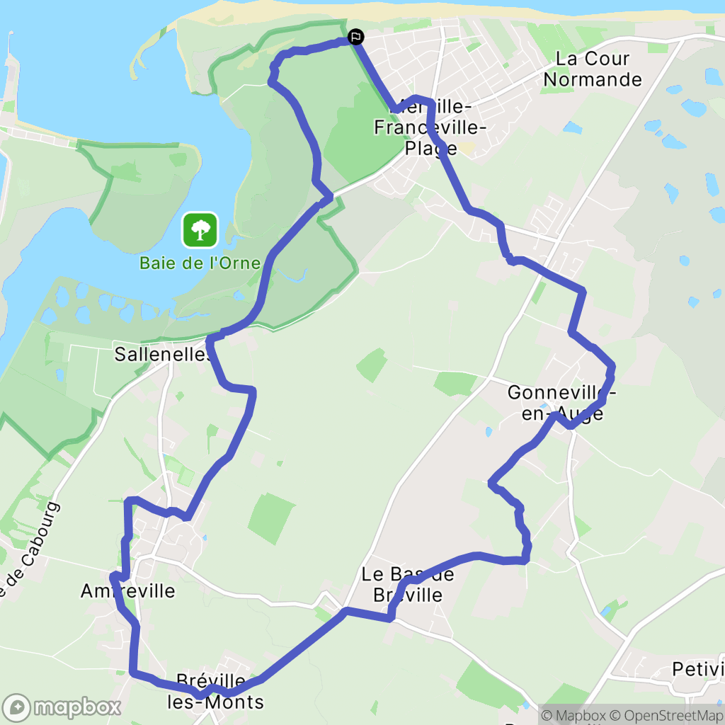 Merville-Franceville-Plage : carte du parcours de randonnée - France
