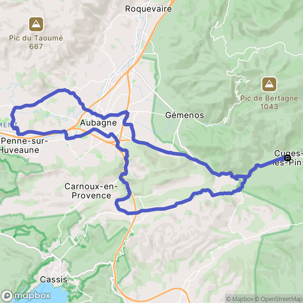 Cuges-les-Pins : carte du parcours de randonnée - France
