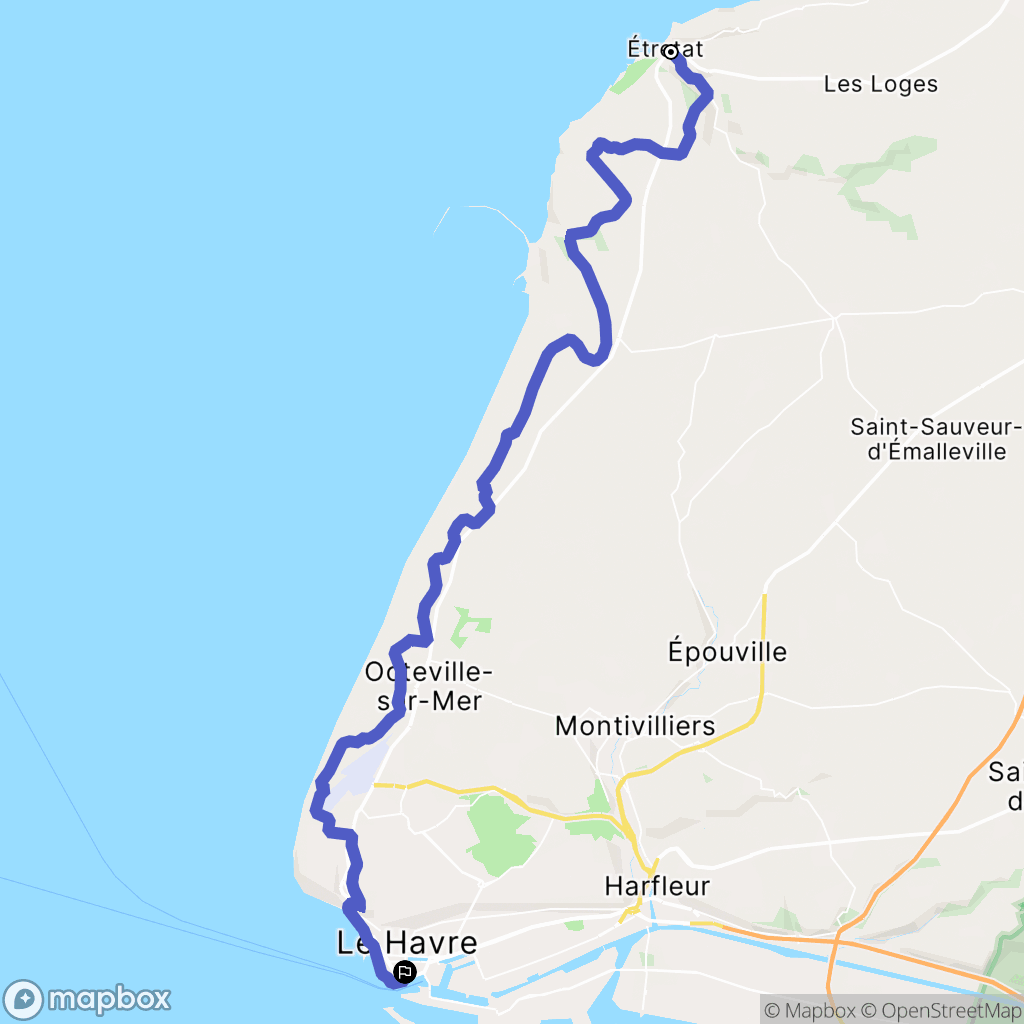 Etretat : carte du parcours de randonnée - France