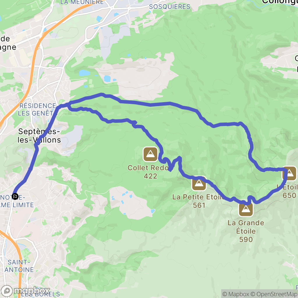 Septèmes-les-Vallons : carte du parcours de randonnée - France