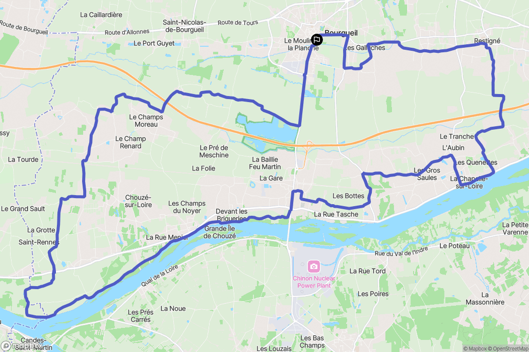 Bourgueil : carte du parcours de randonnée - France