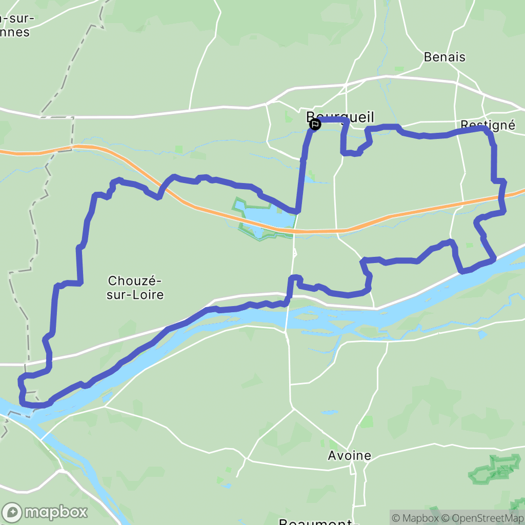 Bourgueil : carte du parcours de randonnée - France