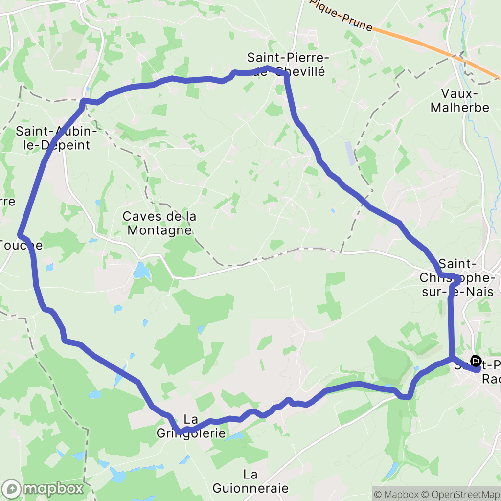 Saint-Paterne-Racan : carte du parcours de randonnée - France