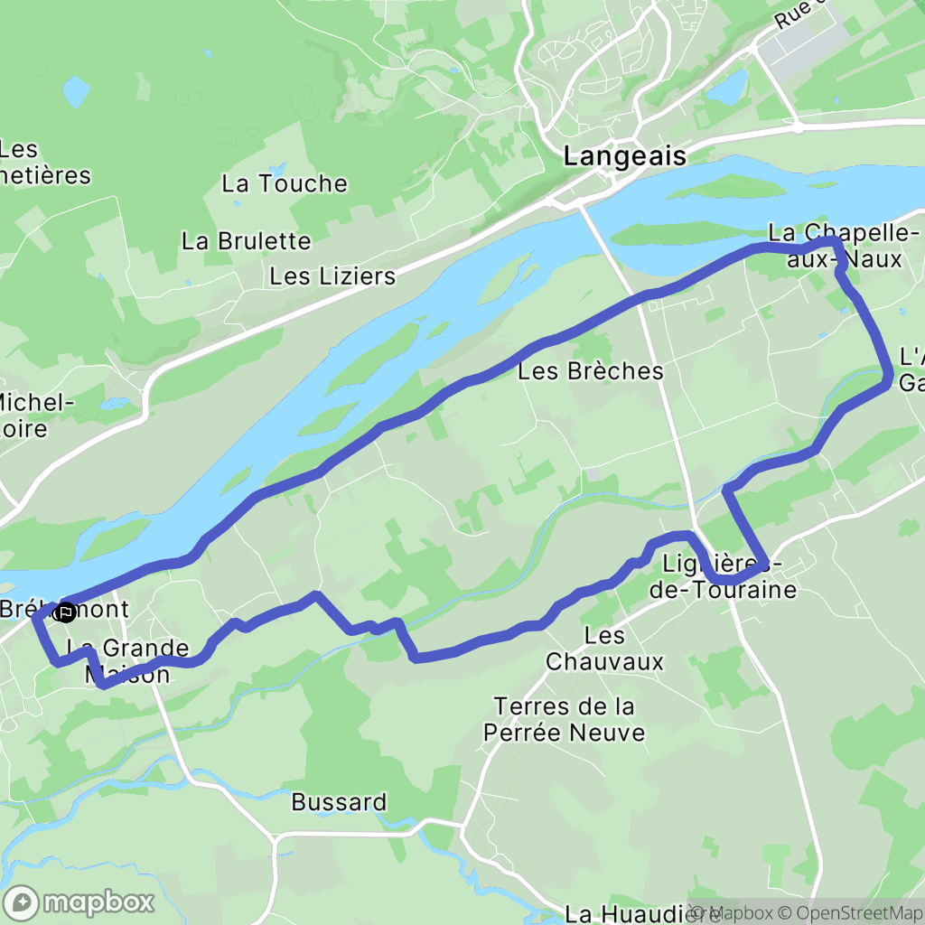 Bréhémont : carte du parcours de randonnée - France
