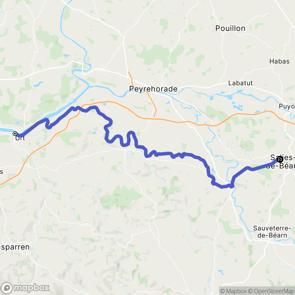 Urt : carte du parcours de randonnée - France