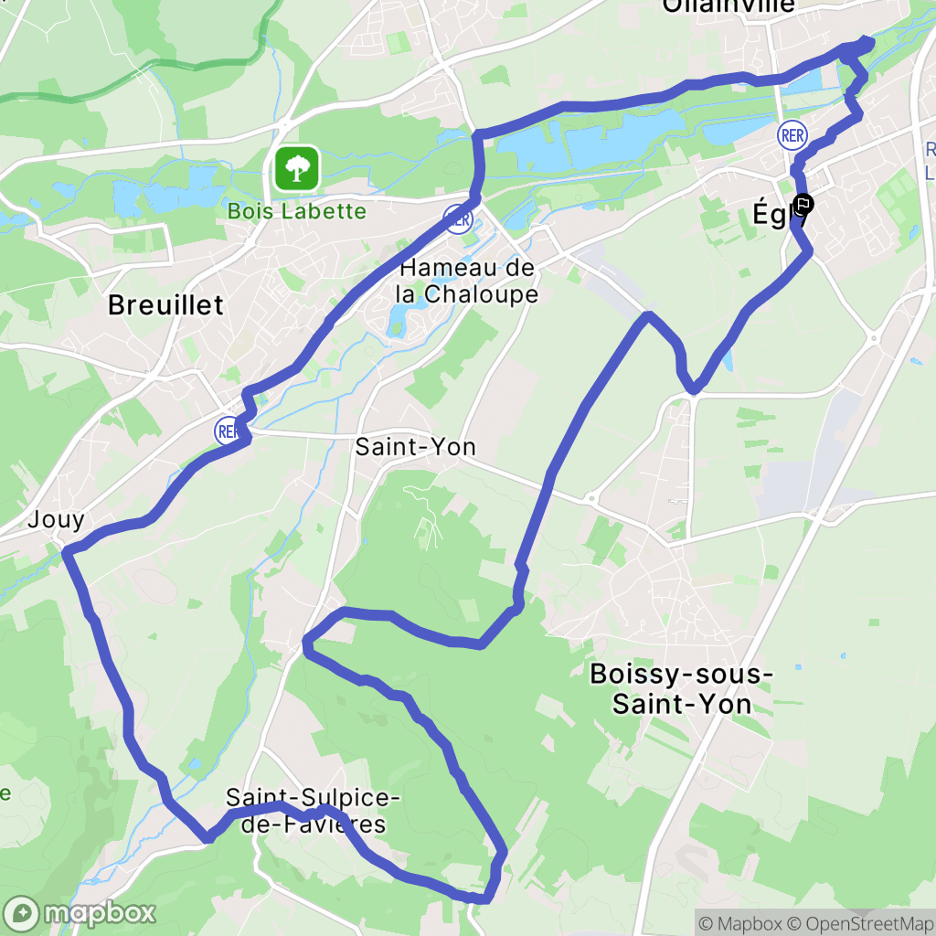 Egly : carte du parcours de randonnée - France