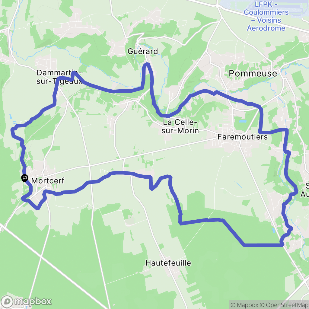 Mortcerf : carte du parcours de randonnée - France
