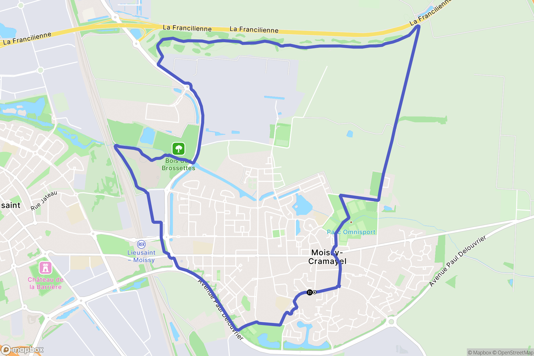 Moissy-Cramayel : carte du parcours de randonnée - France
