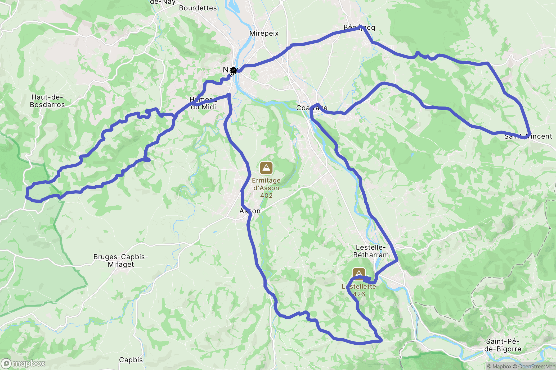 Nay : carte du parcours de randonnée - France