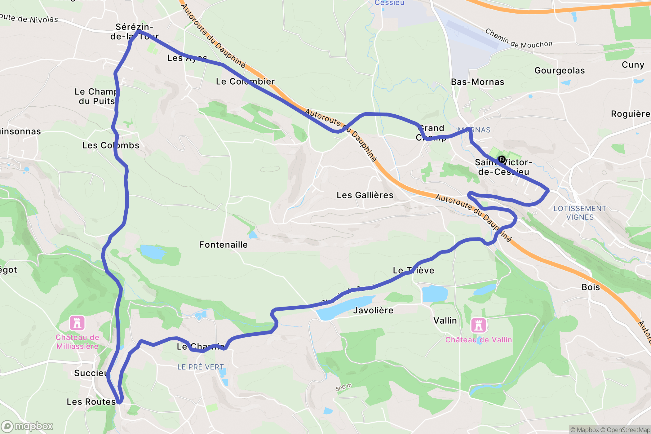 Saint-Victor-de-Cessieu : carte du parcours de randonnée - France