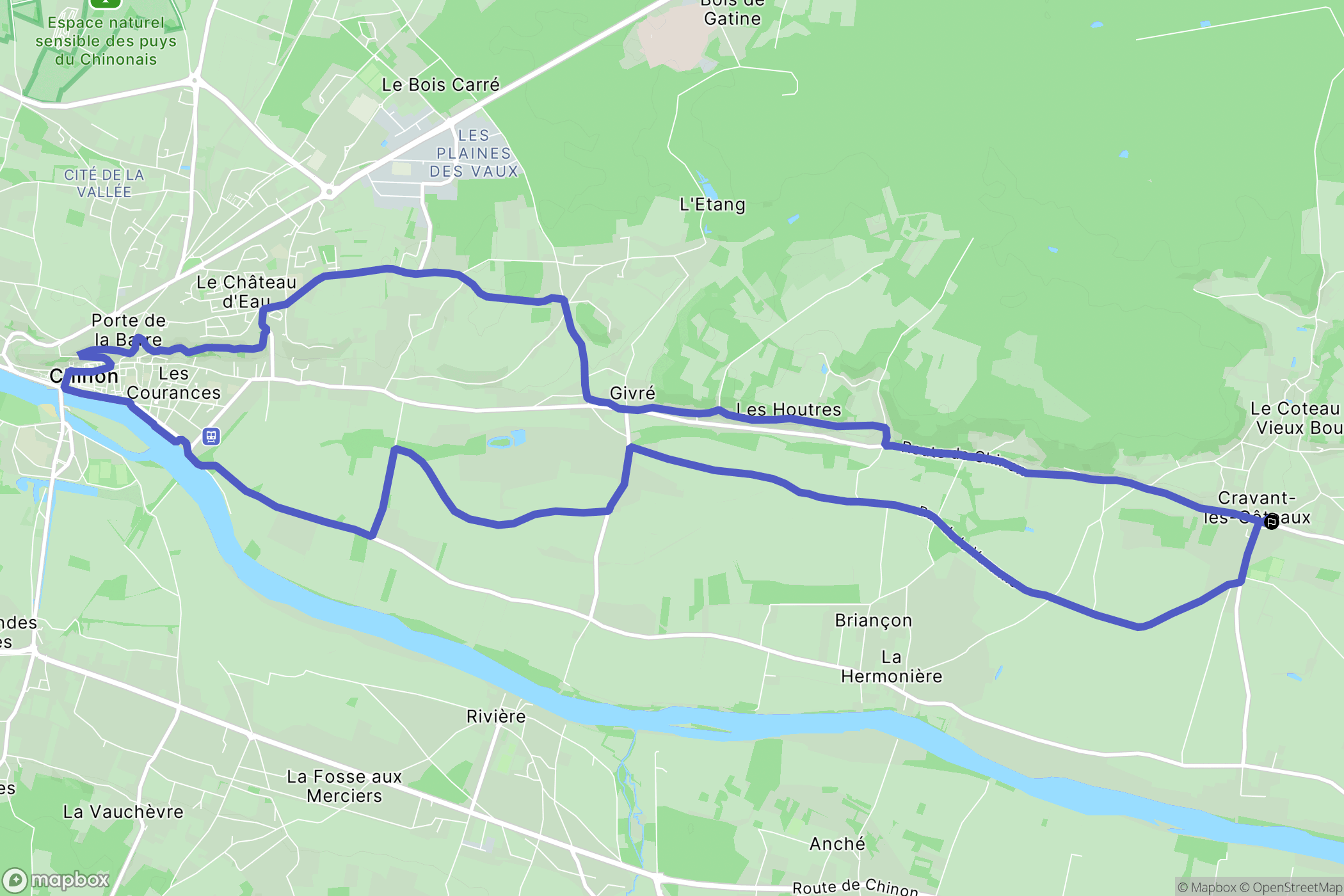 Cravant-les-Côteaux : carte du parcours de randonnée - France
