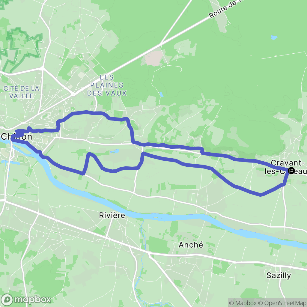 Cravant-les-Côteaux : carte du parcours de randonnée - France
