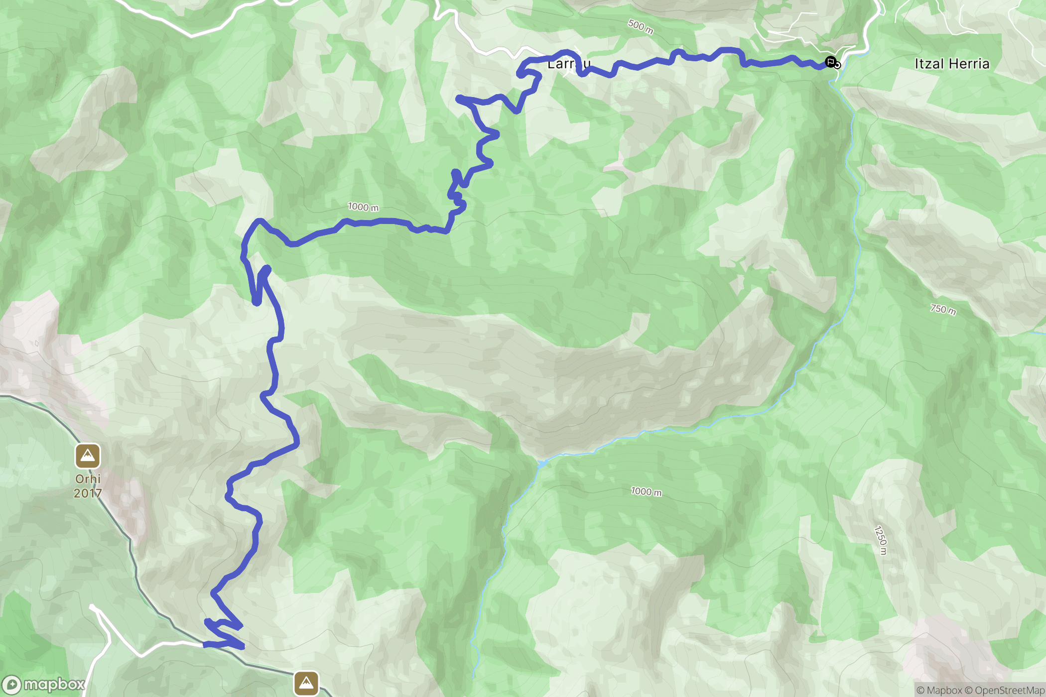 Larrau : carte du parcours de randonnée - France