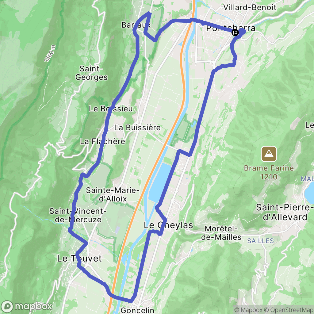 Pontcharra : carte du parcours de randonnée - France
