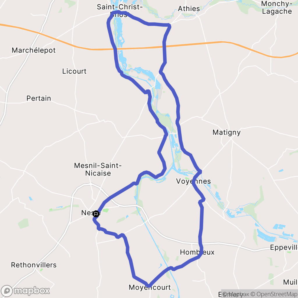 Nesle : carte du parcours de randonnée - France