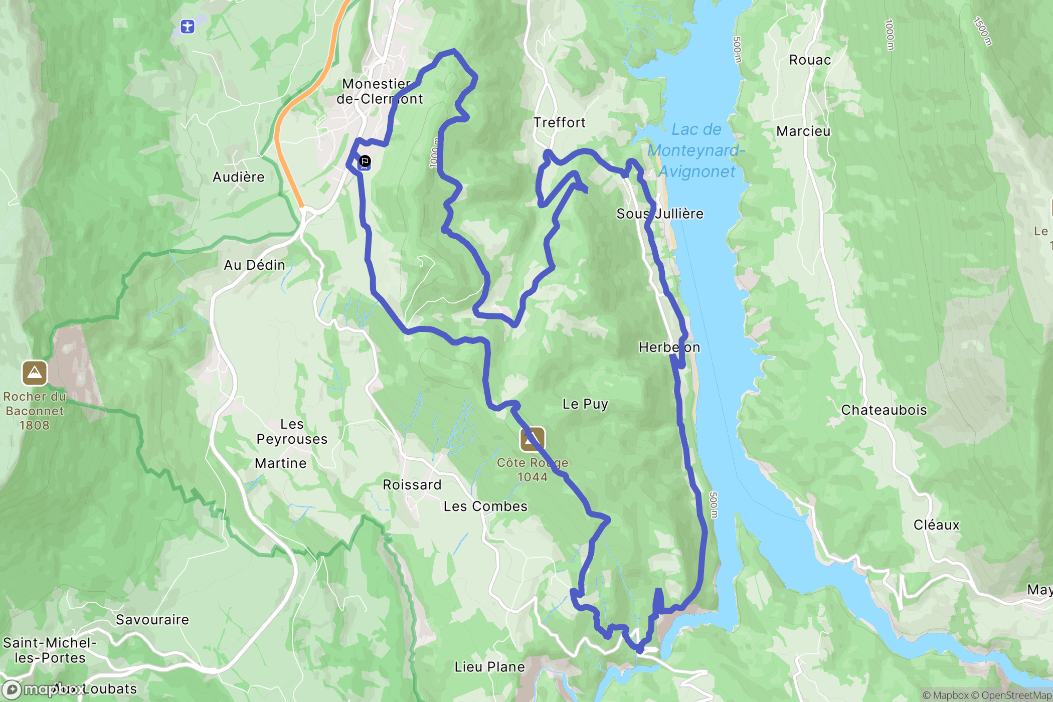 Monestier-de-Clermont : carte du parcours de randonnée - France