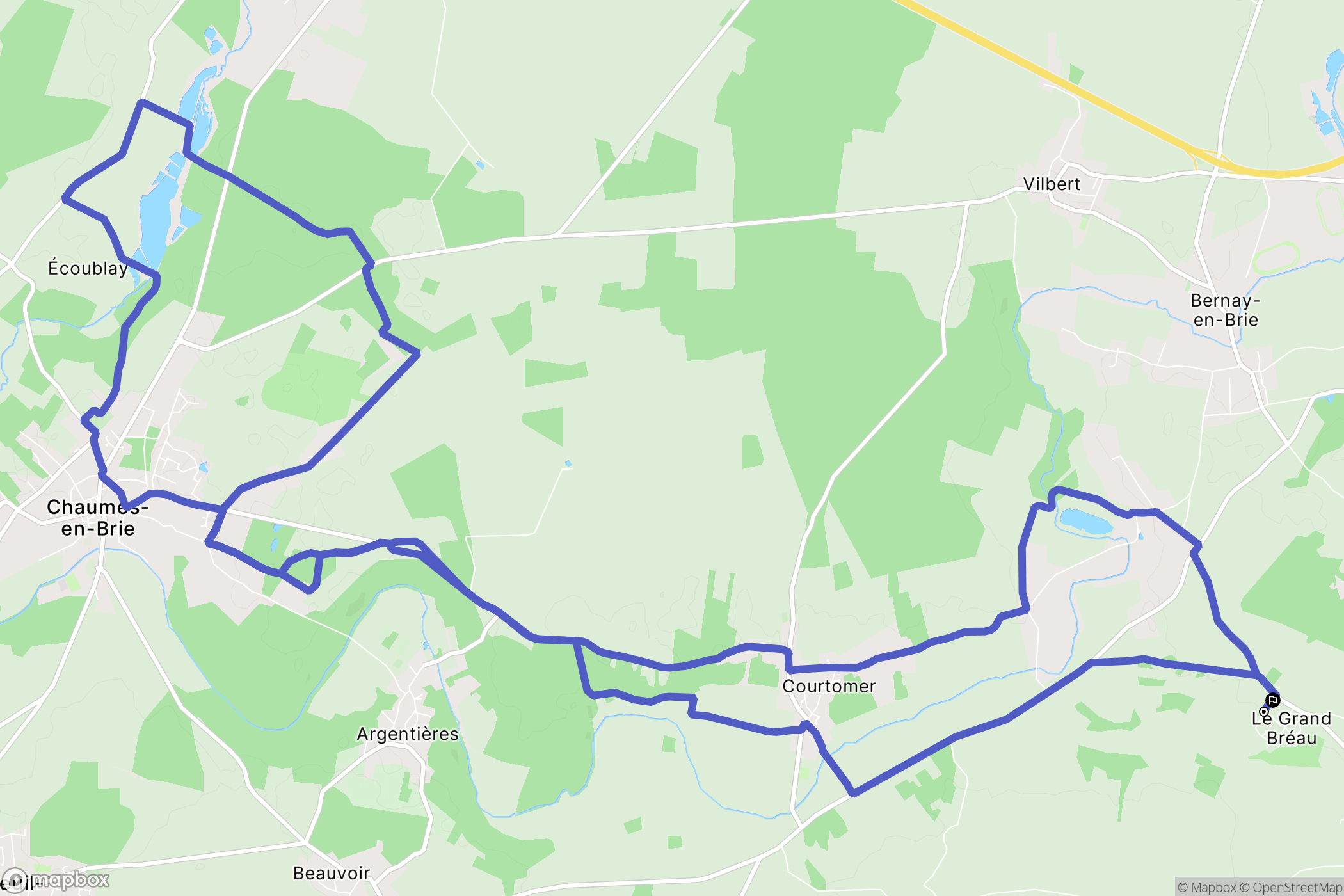 Courpalay : carte du parcours de randonnée - France